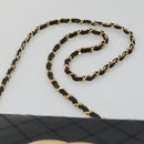 CHANEL Bicolore Deca Coco Chain Shoulder Bag Lamb Skin Navy Gold CC Auth BD569-8