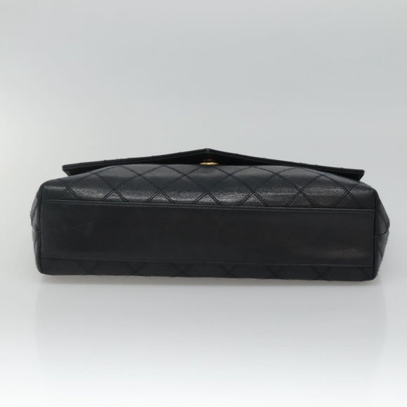 CHANEL Bicolore Deca Coco Chain Shoulder Bag Lamb Skin Navy Gold CC Auth BD569