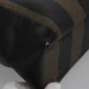 FENDI Pecan Canvas Tote Bag Brown Black Auth BD578-14