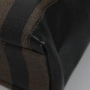 FENDI Pecan Canvas Tote Bag Brown Black Auth BD578-15