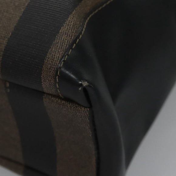 FENDI Pecan Canvas Tote Bag Brown Black Auth BD578