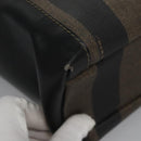 FENDI Pecan Canvas Tote Bag Brown Black Auth BD578-16