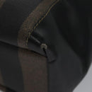 FENDI Pecan Canvas Tote Bag Brown Black Auth BD578-9