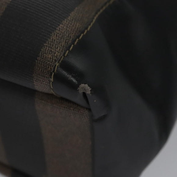 FENDI Pecan Canvas Tote Bag Brown Black Auth BD578