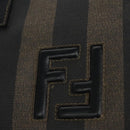 FENDI Pecan Canvas Tote Bag Brown Black Auth BD578-17