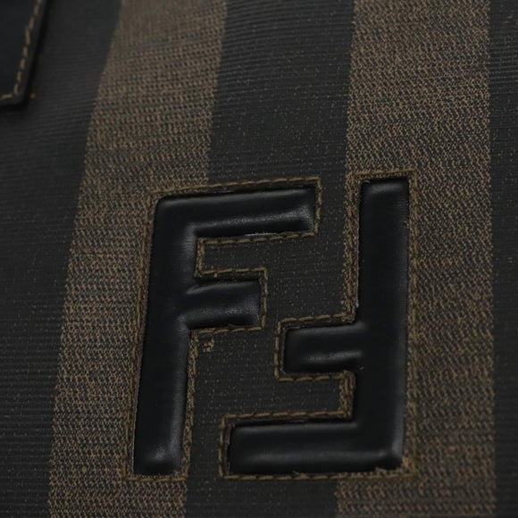 FENDI Pecan Canvas Tote Bag Brown Black Auth BD578