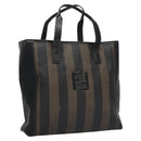 FENDI Pecan Canvas Tote Bag Brown Black Auth BD578-1