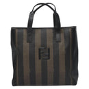 FENDI Pecan Canvas Tote Bag Brown Black Auth BD578-13