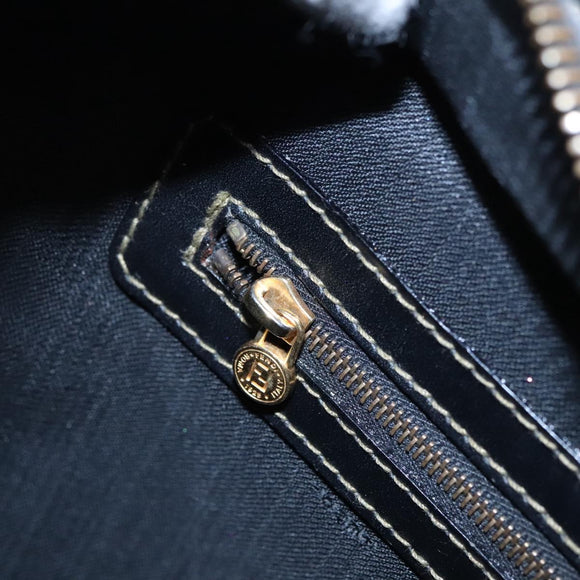 FENDI Pecan Canvas Tote Bag Brown Black Auth BD578