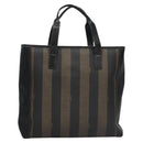 FENDI Pecan Canvas Tote Bag Brown Black Auth BD578-2