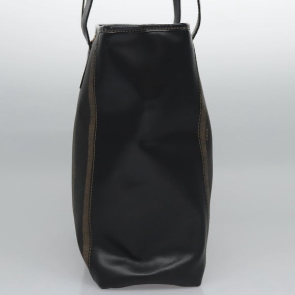 FENDI Pecan Canvas Tote Bag Brown Black Auth BD578