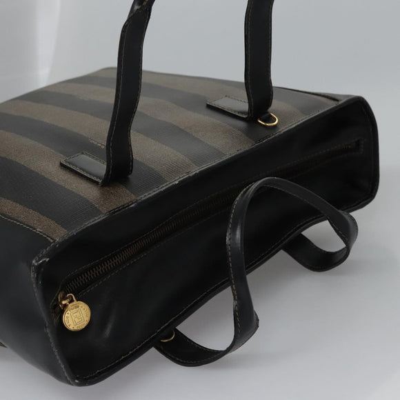 FENDI Pecan Canvas Tote Bag Brown Black Auth BD578