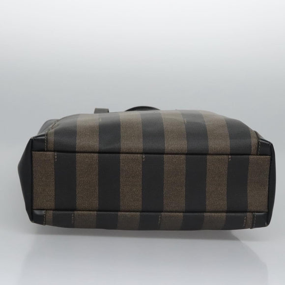 FENDI Pecan Canvas Tote Bag Brown Black Auth BD578