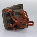 FENDI Pecan Canvas Backpack Brown Black gold Auth BD579-8
