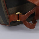 FENDI Pecan Canvas Backpack Brown Black gold Auth BD579-16