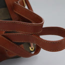 FENDI Pecan Canvas Backpack Brown Black gold Auth BD579-17