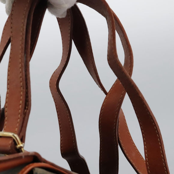 FENDI Pecan Canvas Backpack Brown Black gold Auth BD579