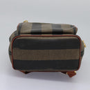 FENDI Pecan Canvas Backpack Brown Black gold Auth BD579-6