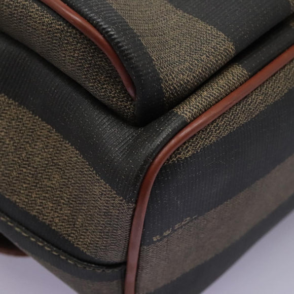 FENDI Pecan Canvas Backpack Brown Black gold Auth BD579