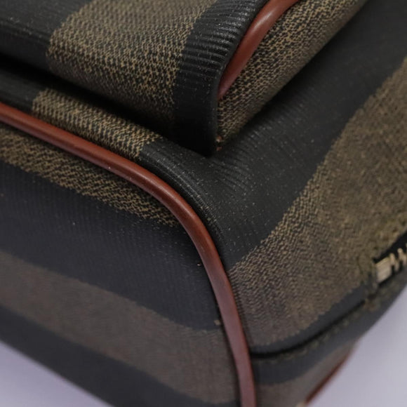 FENDI Pecan Canvas Backpack Brown Black gold Auth BD579