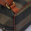 FENDI Pecan Canvas Backpack Brown Black gold Auth BD579-21