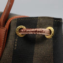 FENDI Pecan Canvas Backpack Brown Black gold Auth BD579-23
