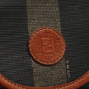 FENDI Pecan Canvas Backpack Brown Black gold Auth BD579-24