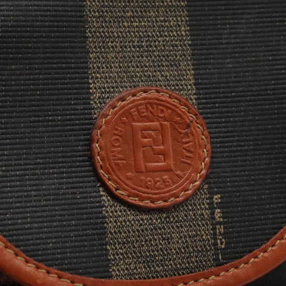 FENDI Pecan Canvas Backpack Brown Black gold Auth BD579