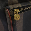FENDI Pecan Canvas Backpack Brown Black gold Auth BD579-25