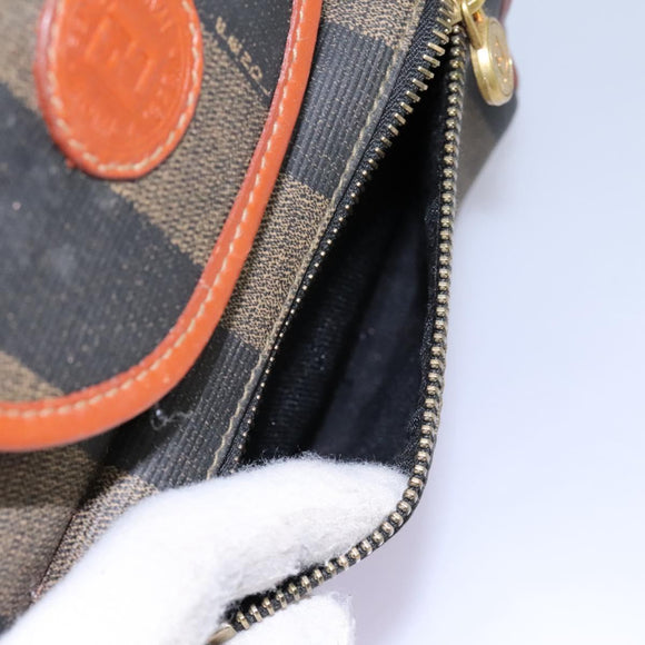 FENDI Pecan Canvas Backpack Brown Black gold Auth BD579