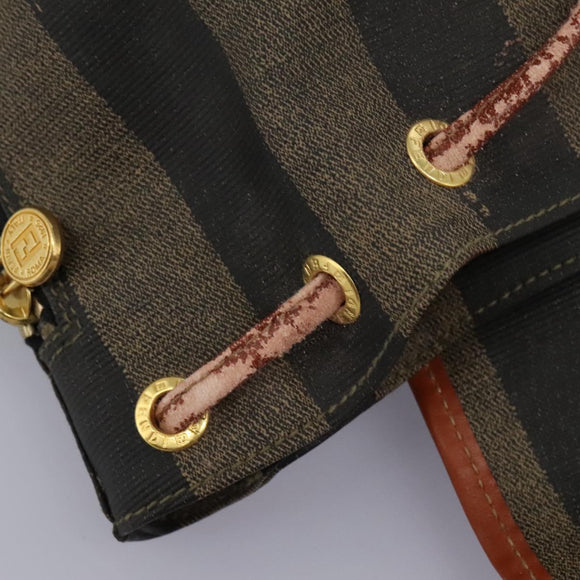 FENDI Pecan Canvas Backpack Brown Black gold Auth BD579