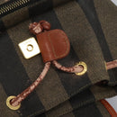 FENDI Pecan Canvas Backpack Brown Black gold Auth BD579-28