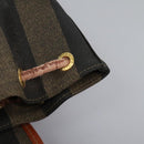 FENDI Pecan Canvas Backpack Brown Black gold Auth BD579-29