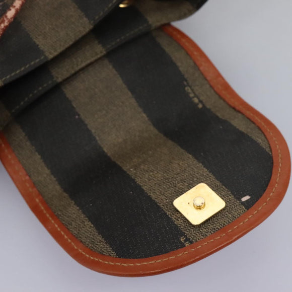 FENDI Pecan Canvas Backpack Brown Black gold Auth BD579