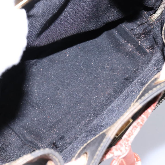 FENDI Pecan Canvas Backpack Brown Black gold Auth BD579