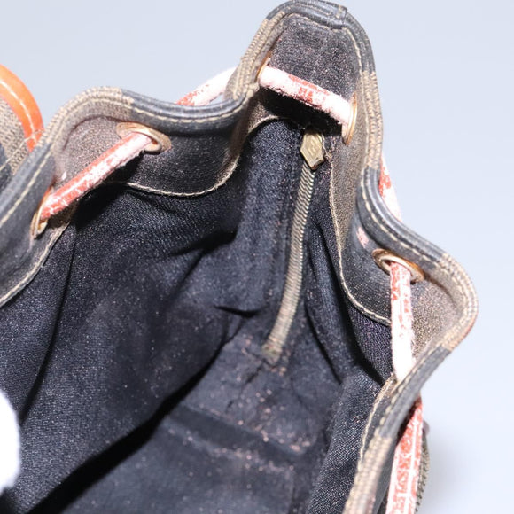 FENDI Pecan Canvas Backpack Brown Black gold Auth BD579