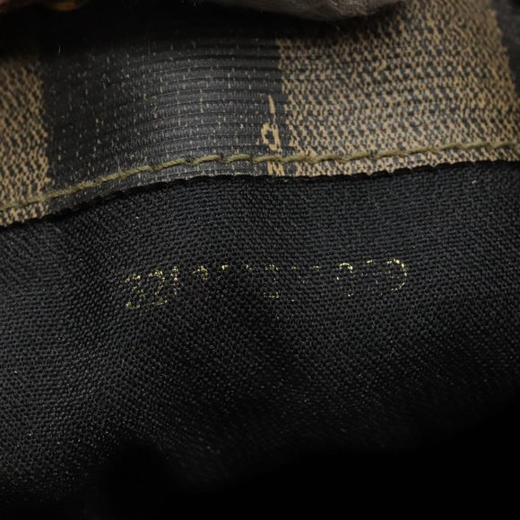 FENDI Pecan Canvas Backpack Brown Black gold Auth BD579