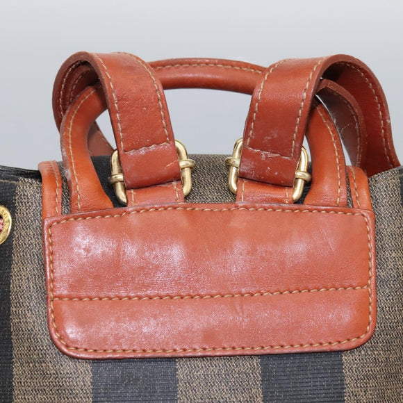 FENDI Pecan Canvas Backpack Brown Black gold Auth BD579
