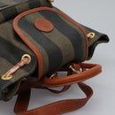 FENDI Pecan Canvas Backpack Brown Black gold Auth BD579-7