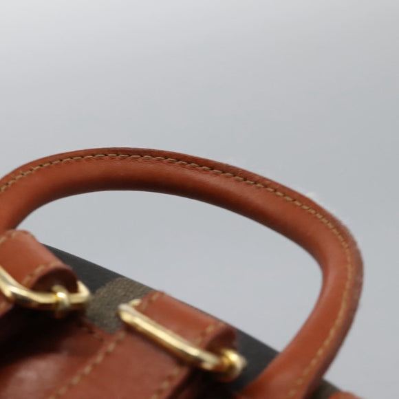 FENDI Pecan Canvas Backpack Brown Black gold Auth BD579