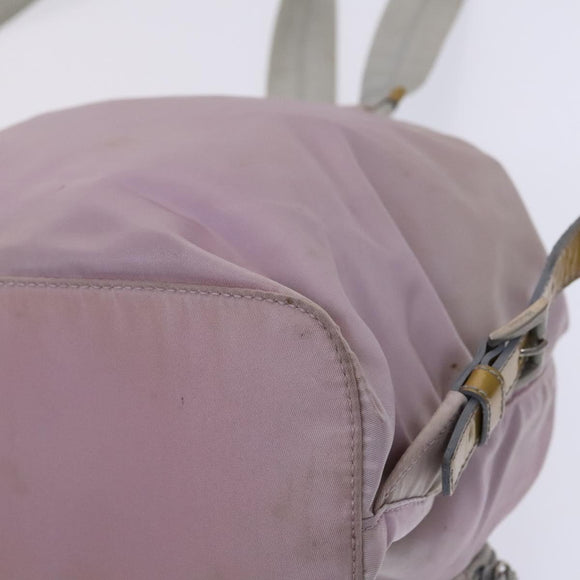 PRADA Backpack Nylon Pink Silver Auth BD597