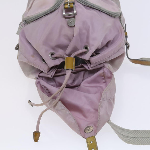 PRADA Backpack Nylon Pink Silver Auth BD597