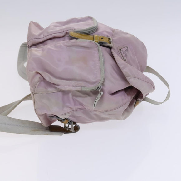 PRADA Backpack Nylon Pink Silver Auth BD597