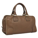 LOEWE Anagram Americana 28 Hand Bag Leather Brown Auth BD605-1