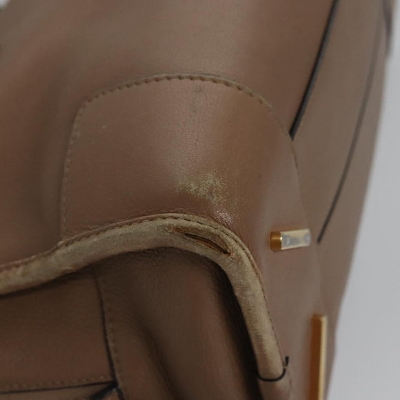 LOEWE Anagram Americana 28 Hand Bag Leather Brown Auth BD605