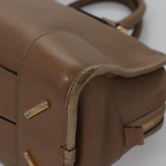 LOEWE Anagram Americana 28 Hand Bag Leather Brown Auth BD605