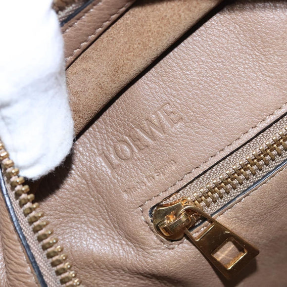 LOEWE Anagram Americana 28 Hand Bag Leather Brown Auth BD605