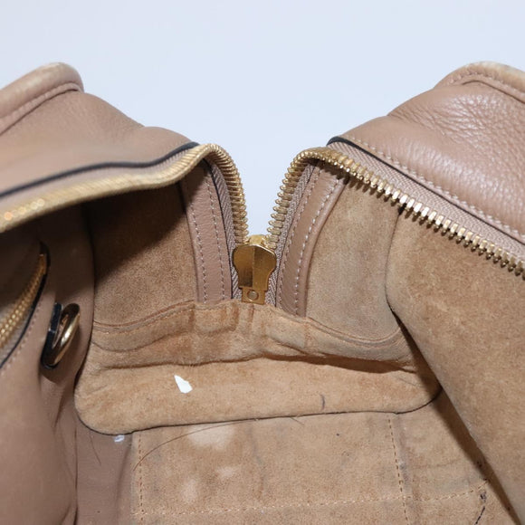 LOEWE Anagram Americana 28 Hand Bag Leather Brown Auth BD605