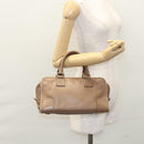 LOEWE Anagram Americana 28 Hand Bag Leather Brown Auth BD605-22