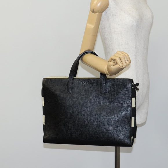 LOEWE Hand Bag Leather Black Auth BD620